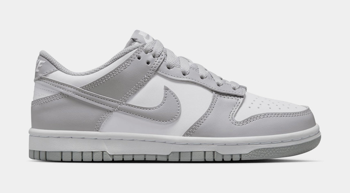 Dunk Low Grade School Basketball Shoes (White/Light Grey/White)