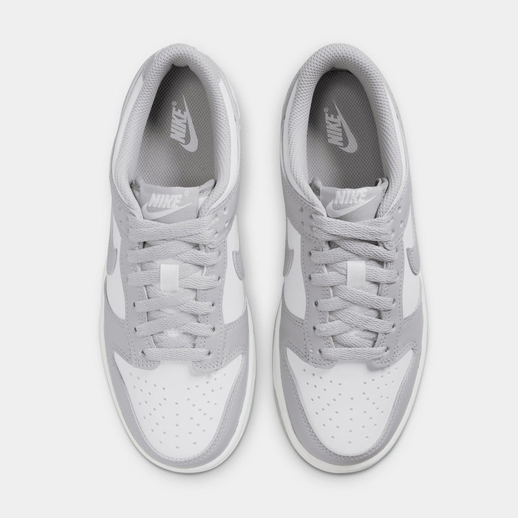 Dunk Low Grade School Basketball Shoes (White/Light Grey/White)
