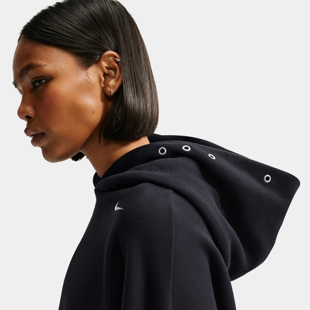 Studio Fleece Medium Weight Oversized Pullover Womens Hoodie (Total Black/Sail)