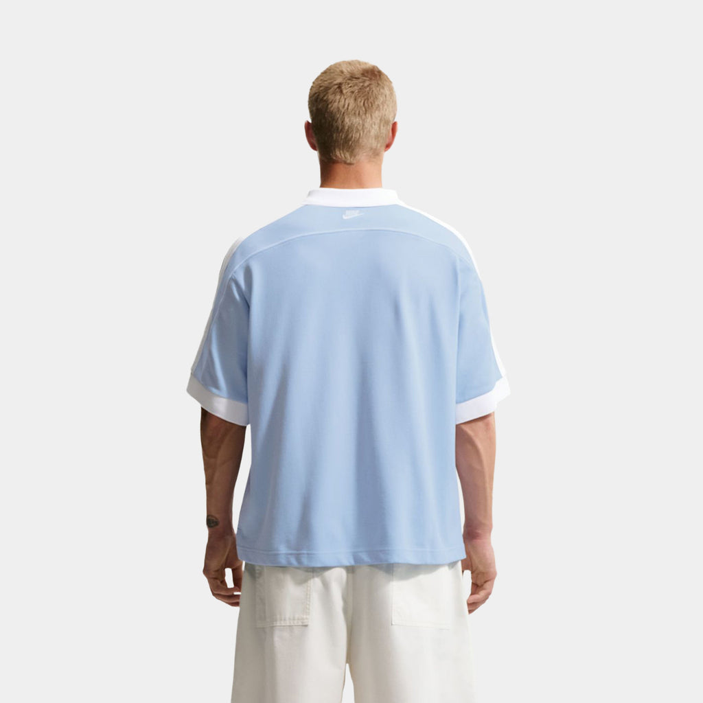 Sportswear Club Oversized Polo Mens Short Sleeve Shirt (Hydrogen Blue/White/White/White)
