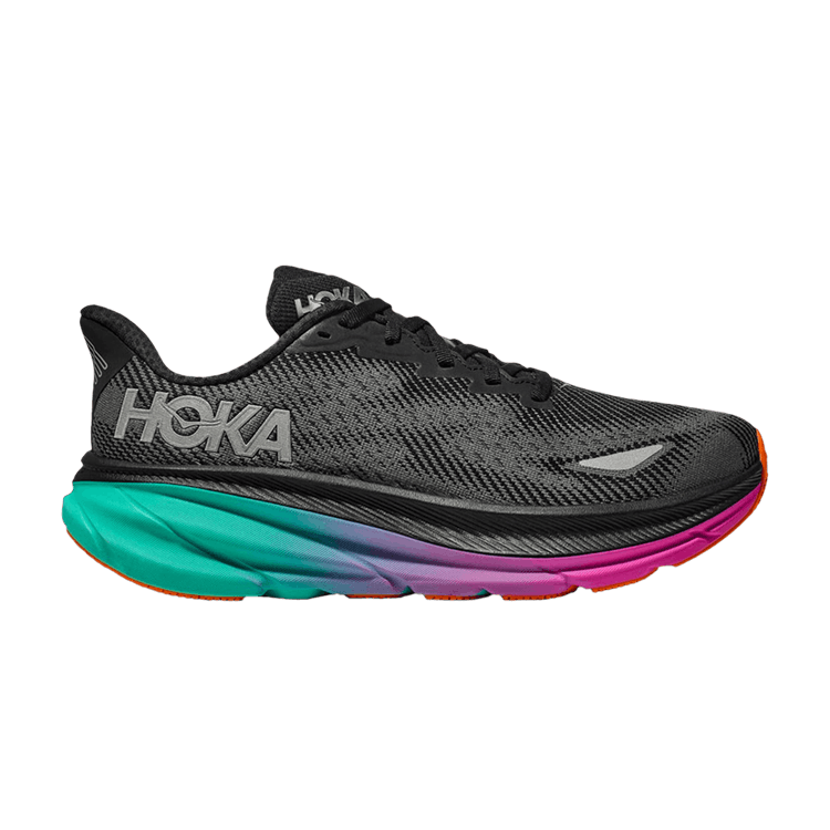 HOKA Wmns Clifton 9 GORE-TEX 'Black Electric Aqua' — Black/Electric Aqua (1141490 BCQ)