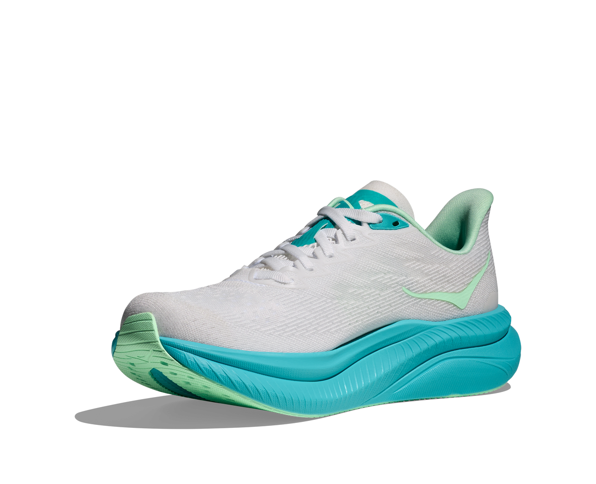 HOKA Women's Mach 6 - WHITE / CIELO BLUE