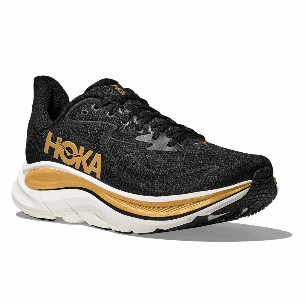 HOKA Men's Bondi 9 - CARBON BLACK / YELLOW GOLD (Wide)