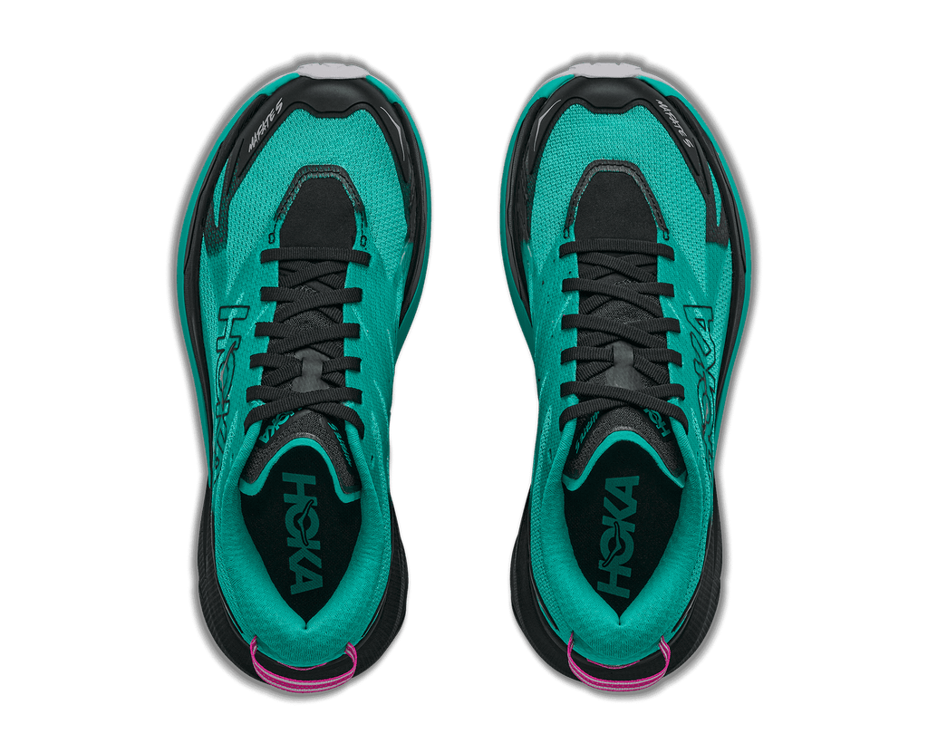 HOKA Women's Mafate 5 - BLACK / ELECTRIC AQUA