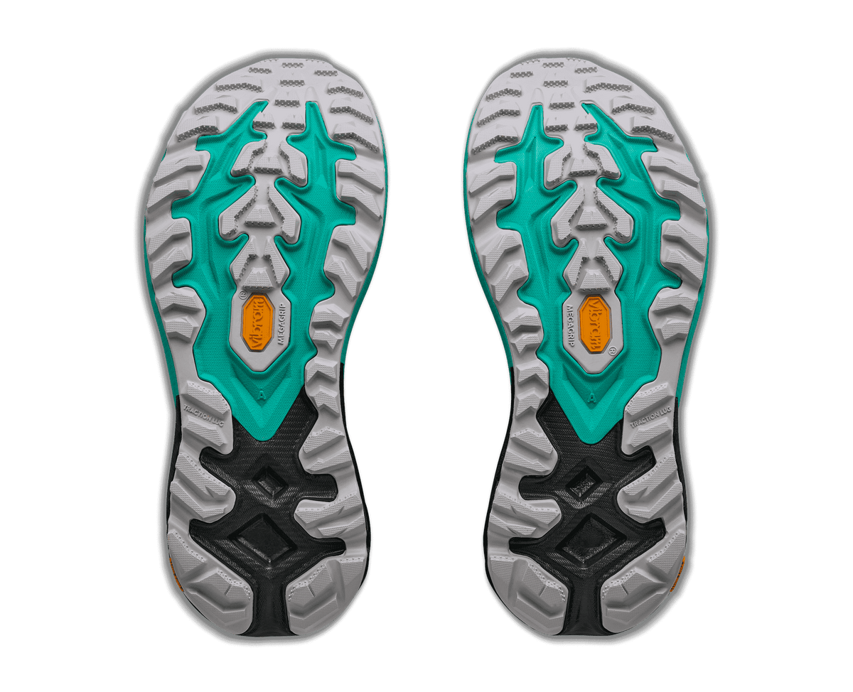 HOKA Women's Mafate 5 - BLACK / ELECTRIC AQUA