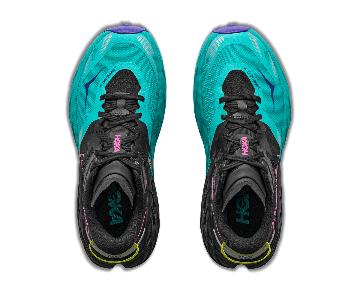 HOKA Women's Speedgoat 7 - BLACK / ELECTRIC AQUA
