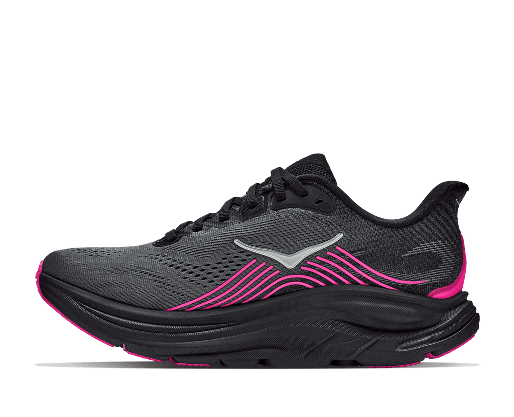 HOKA Women's Clifton 11 - BLACK / NEON DRAGONFRUIT