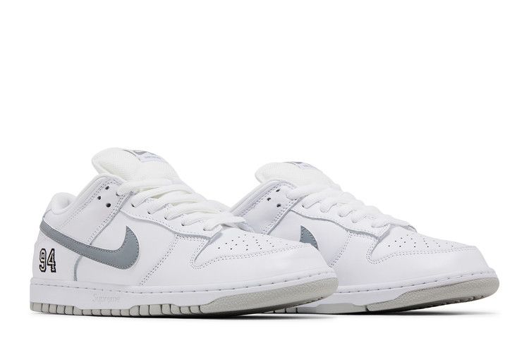 Supreme x Nike Dunk Low SB 'White Metallic Silver'