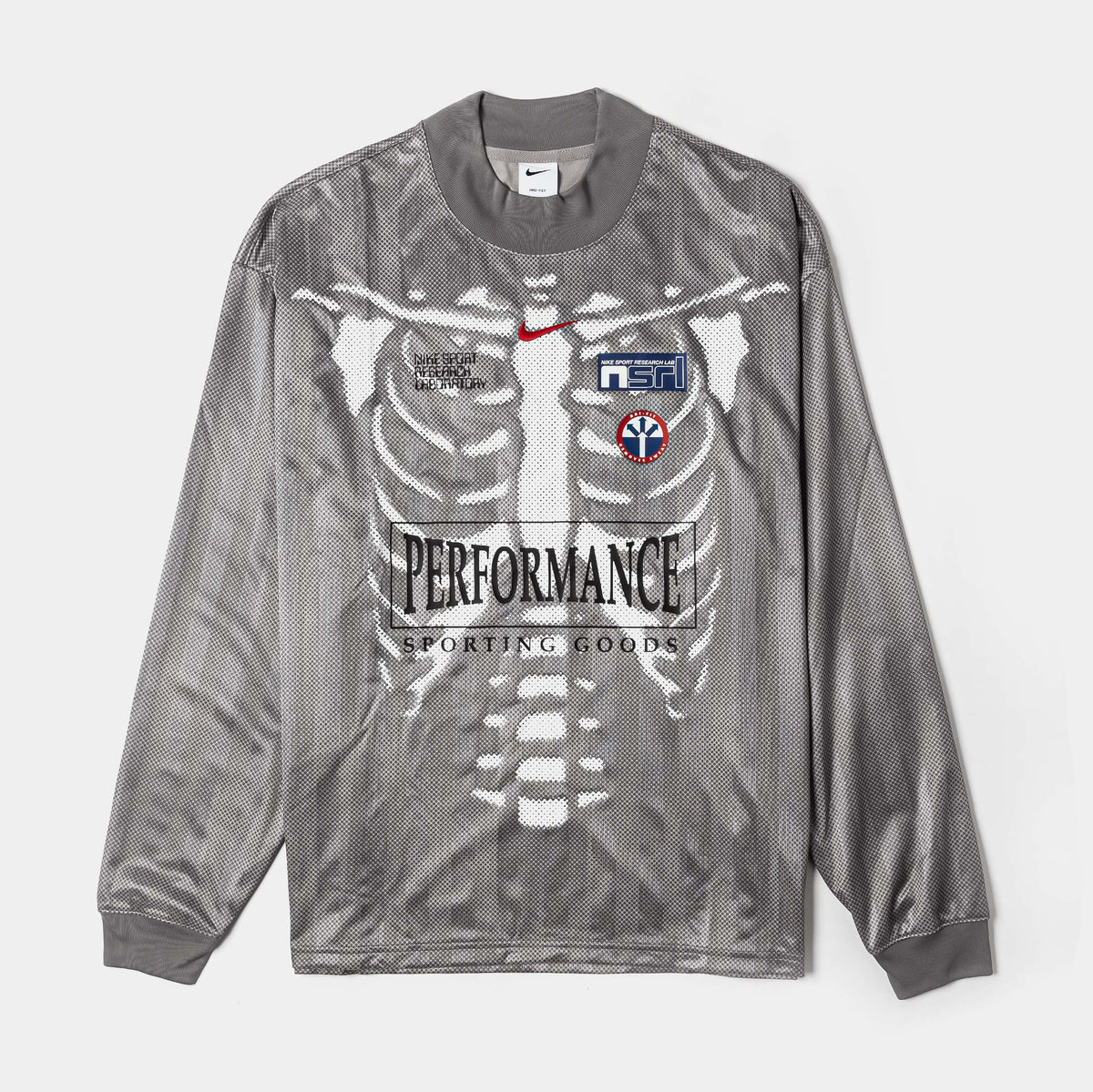 Dri Fit Combine Performance Skeleton Long Sleeve Mens Jersey (College Grey/Flat Pewter/University Red)