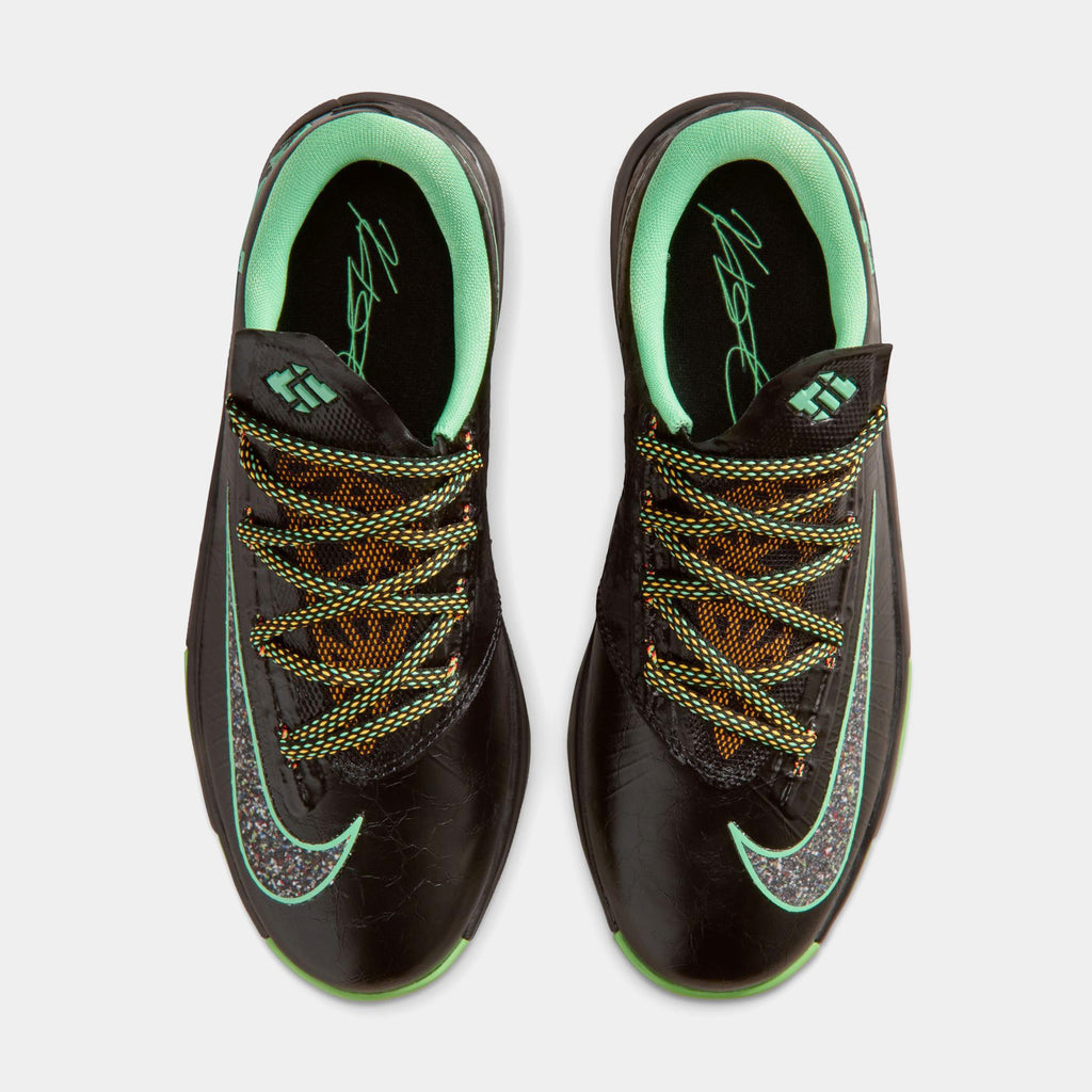 Zoom KD 6 Night Vision Grade School Basketball Shoes (Black/Multicolor/Light Lucid Green) Free Shipping
