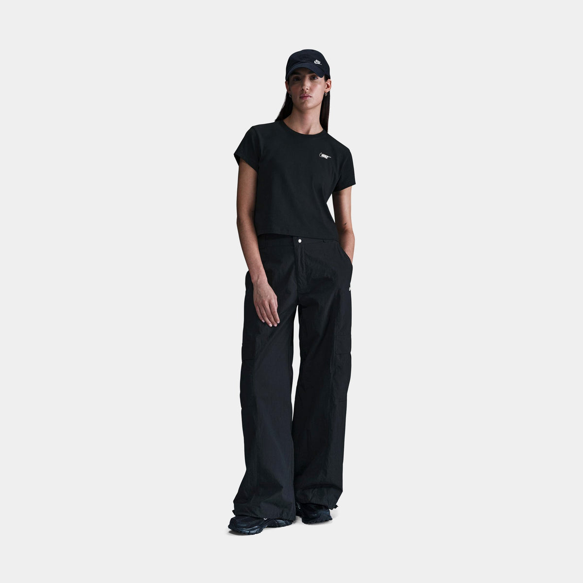 NSW Club Cropped Womens Short Sleeve Shirt (Black/White)