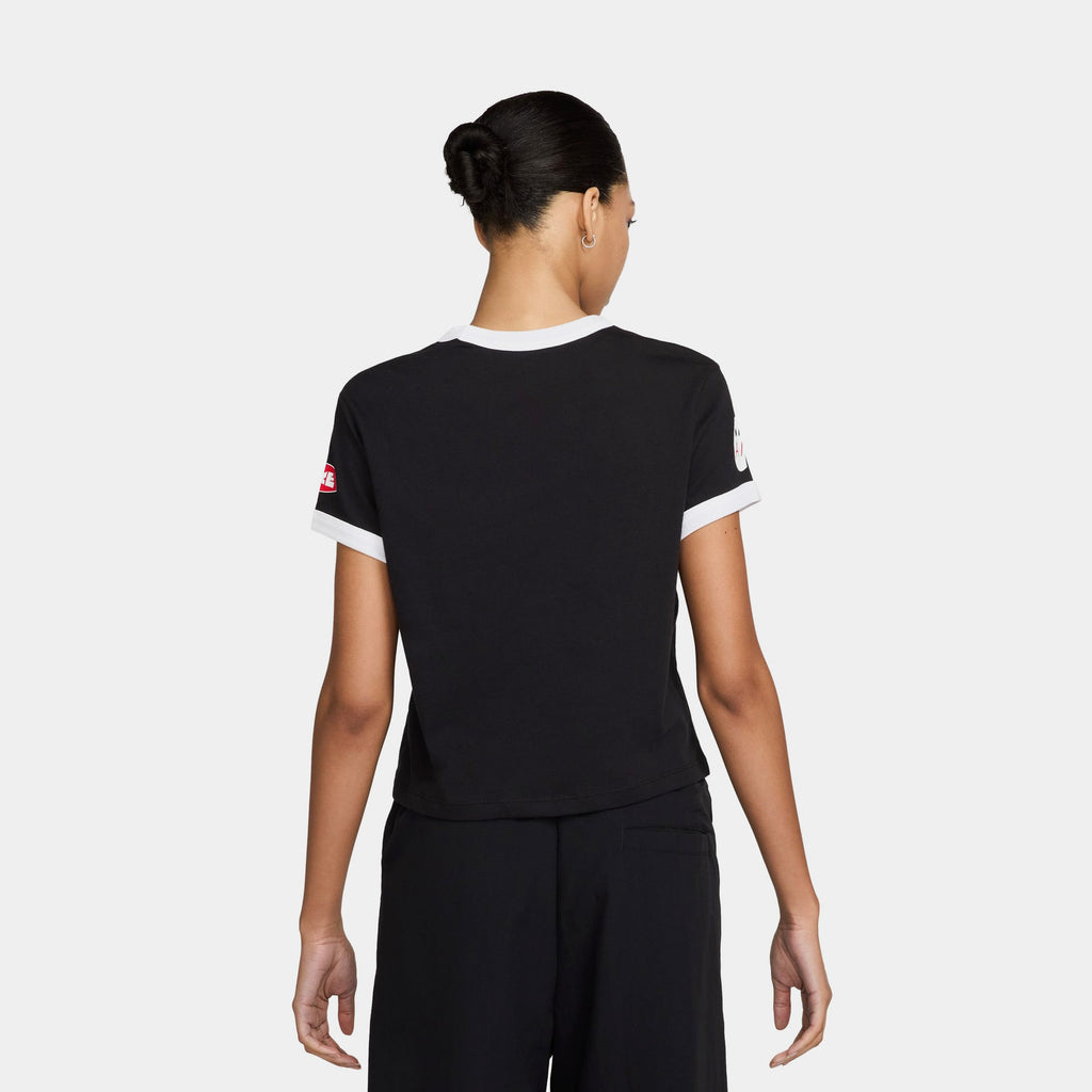 Sportswear Club Moto Womens Short Sleeve Shirt (Black)