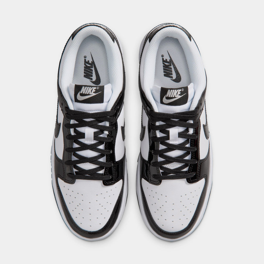 Dunk Low SE Patent Leather Womens Lifestyle Shoes (White/Black/Metallic Silver)