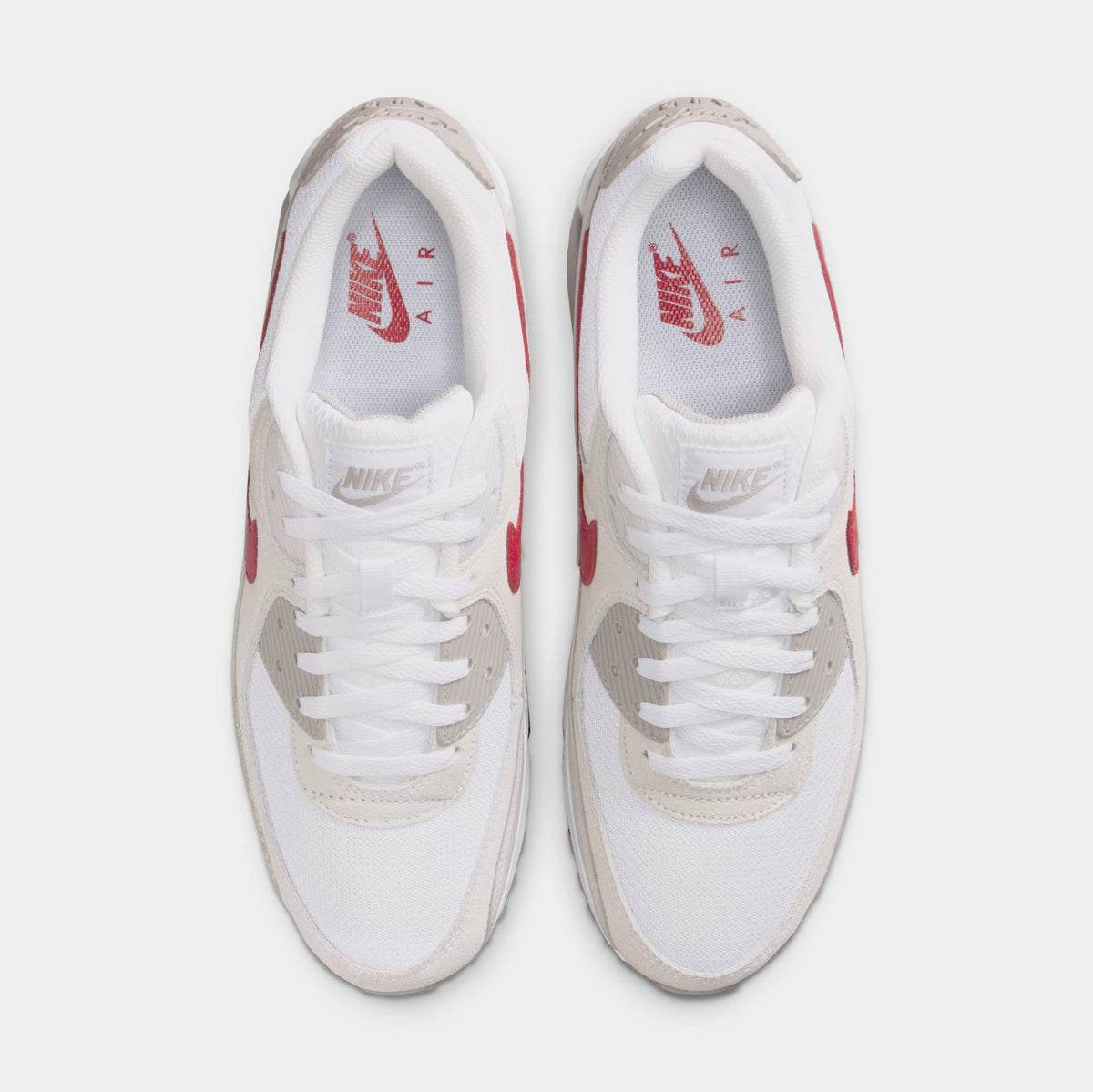 Air Max 90 Mens Running Shoes (White/College Grey/Vast Grey/University Red) Final Sale