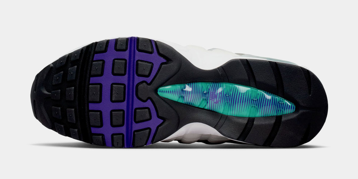 Air Max 95 Big Bubble Grape Womens Running Shoes (White/Emerald Green/Wolf Grey/Court Purple)
