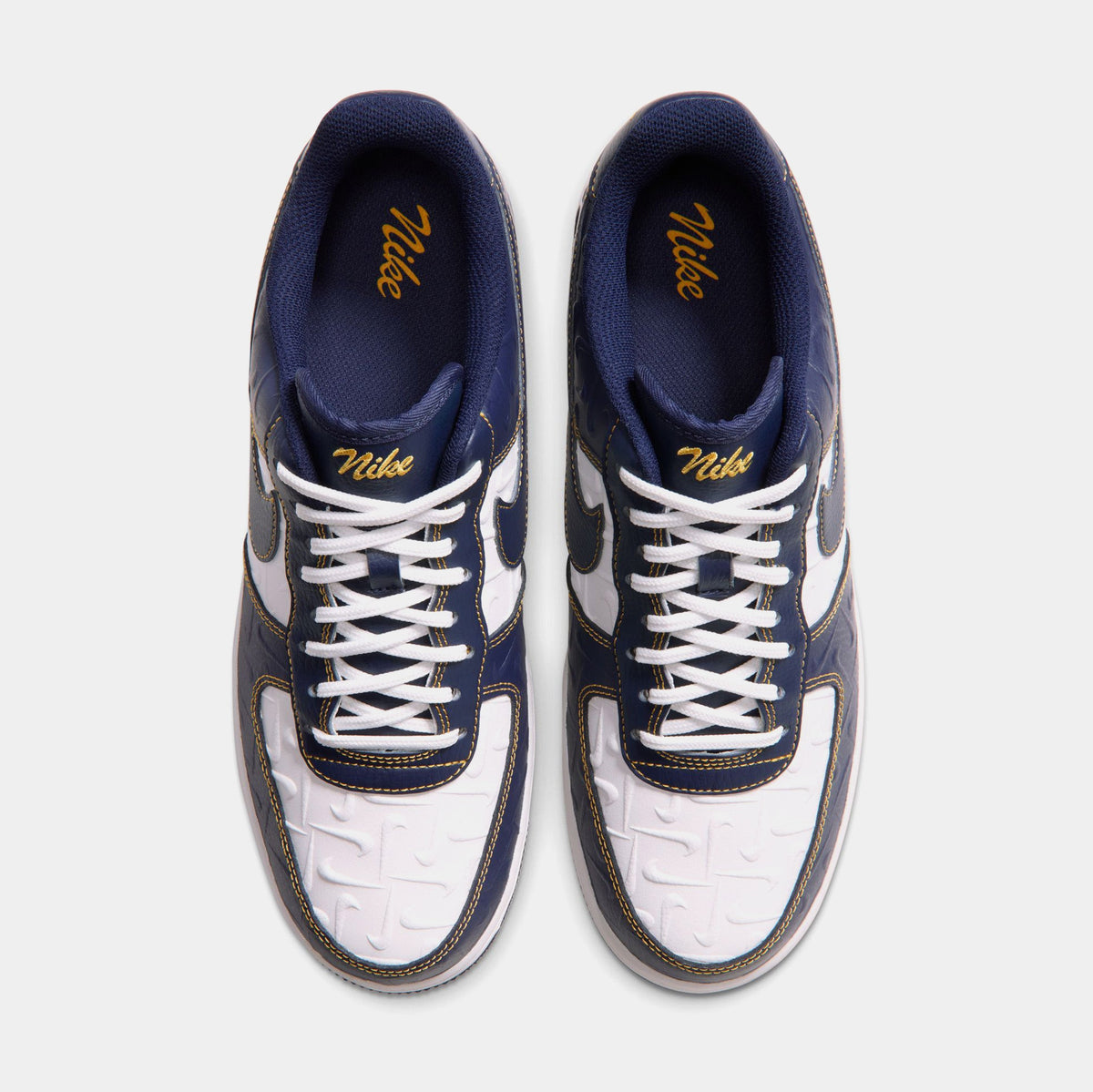 Air Force 1 Mini Swoosh Mens Lifestyle Shoes (Summit White/Midnight Navy/Yellow Ochre)