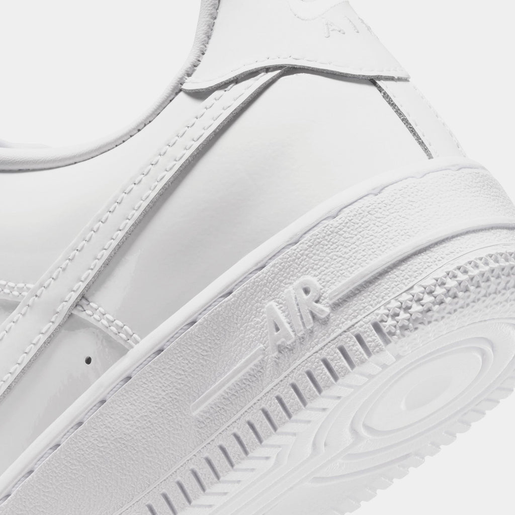 Air Force 1 Low Patent Leather Grade School Lifestyle Shoes (White)