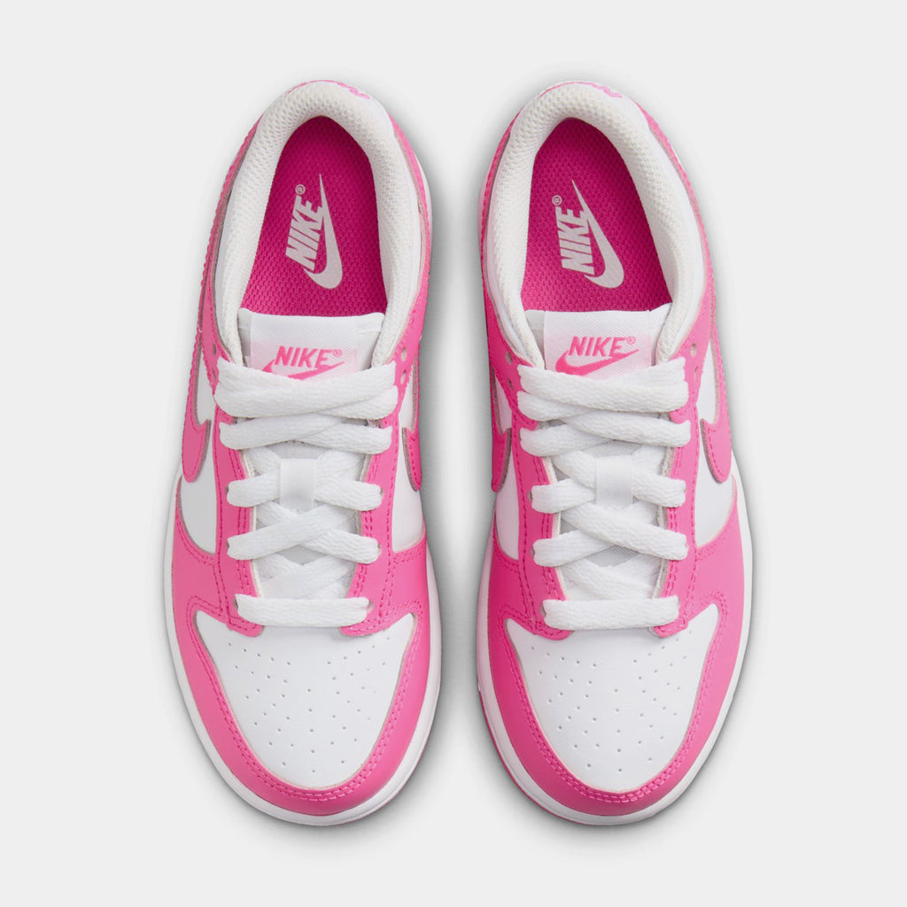 Dunk Low Preschool Lifestyle Shoes (White/Laser Fuchsia)
