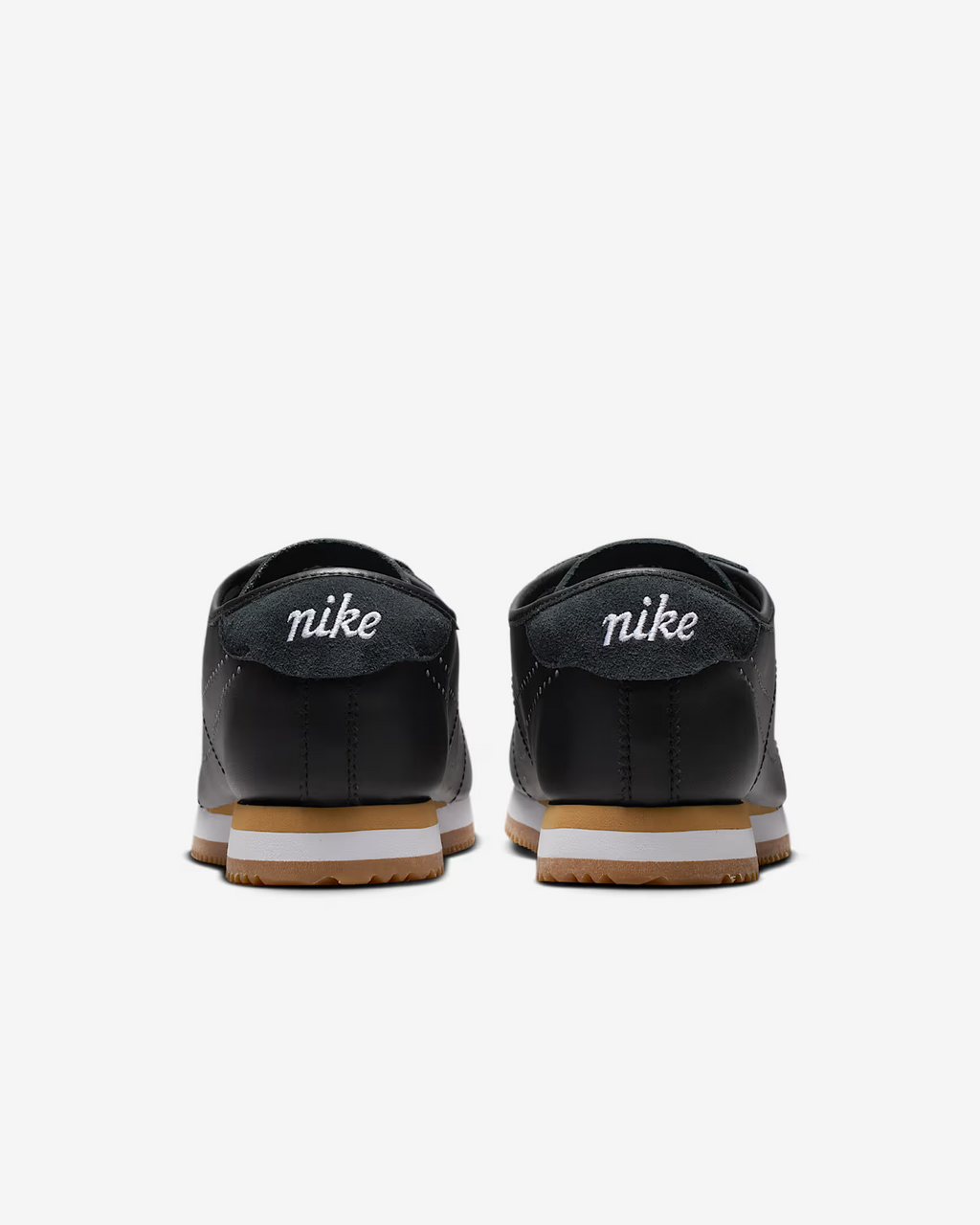 HQ1841-002 Nike Cortez Leather Black White Gum Perforated Swoosh (Women's)