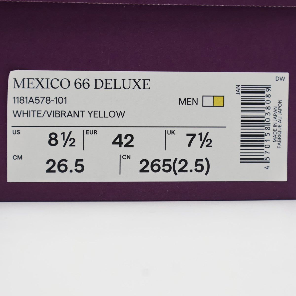 1181A578-101 Onitsuka Tiger NIPPON MADE Mexico 66 Deluxe White Vibrant (Men's)