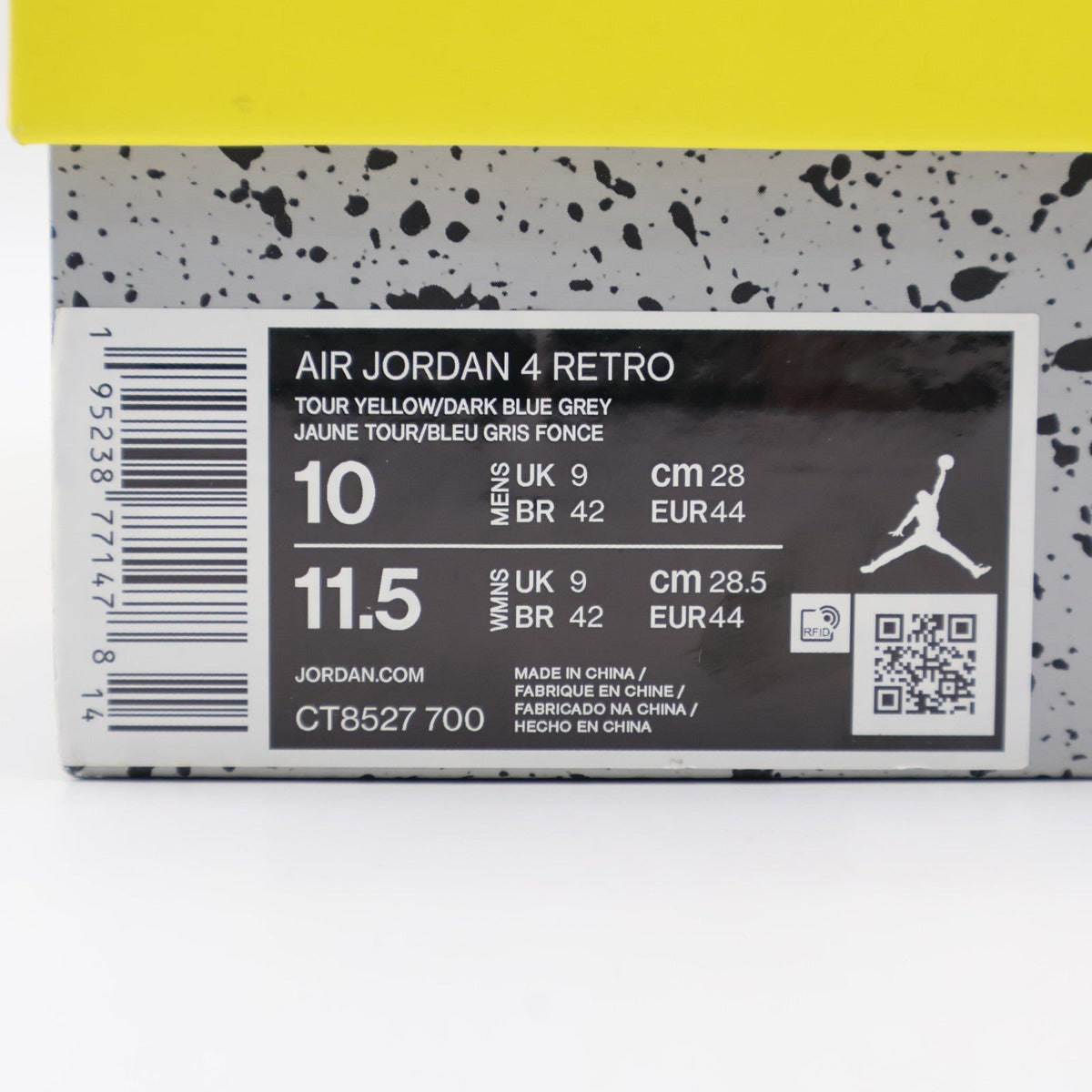 CT8527-700 Nike Air Jordan 4 Retro Lightning Thunder Tour Yellow Grey (Men's)