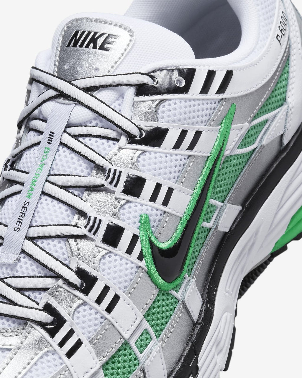 CD6404-104 Nike P-6000 White Metallic Silver Spring Green Black (Men's)