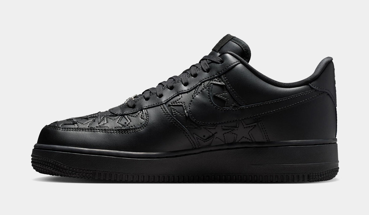 Air Force 1 Black Stars Mens Lifestyle Shoes (Black/Black/Metallic Silver)