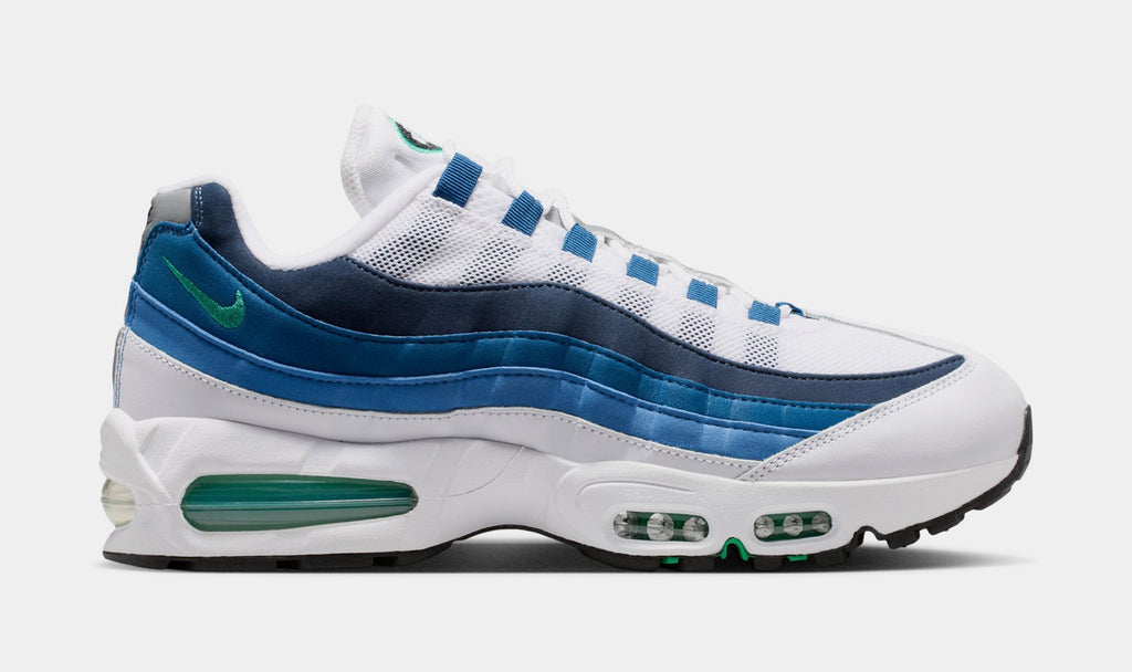 Air Max 95 Big Bubble Slate Mens Running Shoes (White/Emerald Green/Lake Blue) Free Shipping