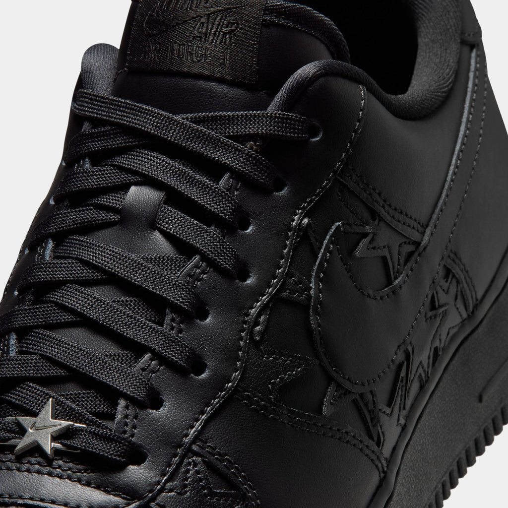 Air Force 1 Black Stars Mens Lifestyle Shoes (Black/Black/Metallic Silver)