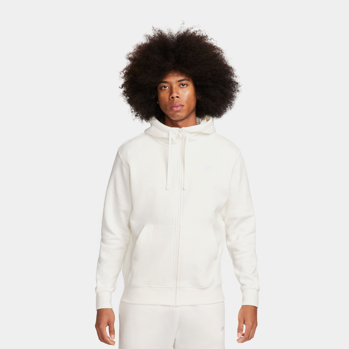 NSW Club Fleece Full Zip Up Mens Hoodie (White)