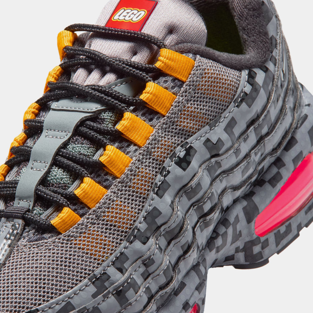 LEGO x Air Max 95 Brick Pixel Grade School Lifestyle Shoes (Smoke Grey/Metallic Silver/Black/University Gold/Volt/Hyper Pink) Free Shipping