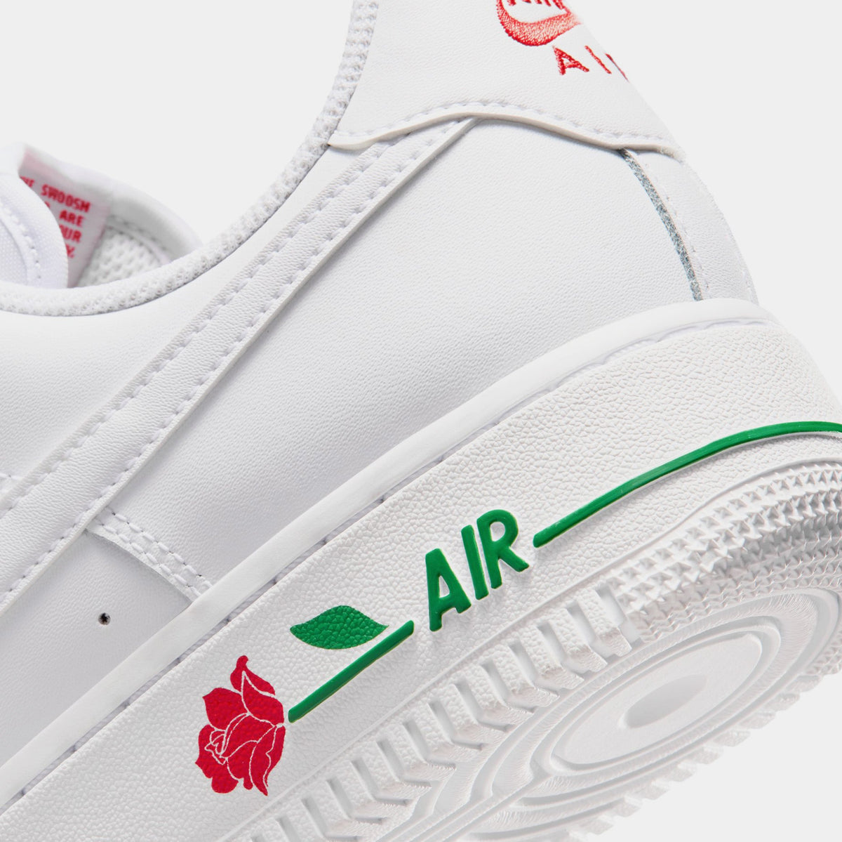 Air Force 1 Low Roses Womens Lifestyle Shoes (White/White/Sport Red/Pine Green)