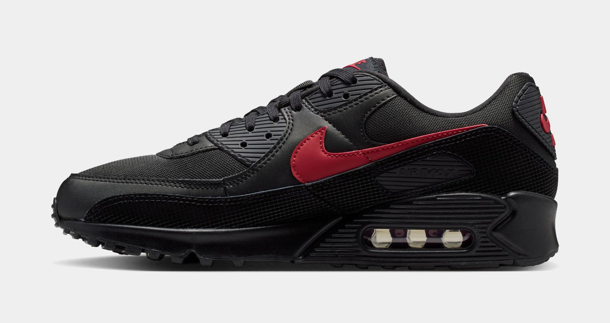 Air Max 90 Mens Running Shoes (Black/Tough Red)