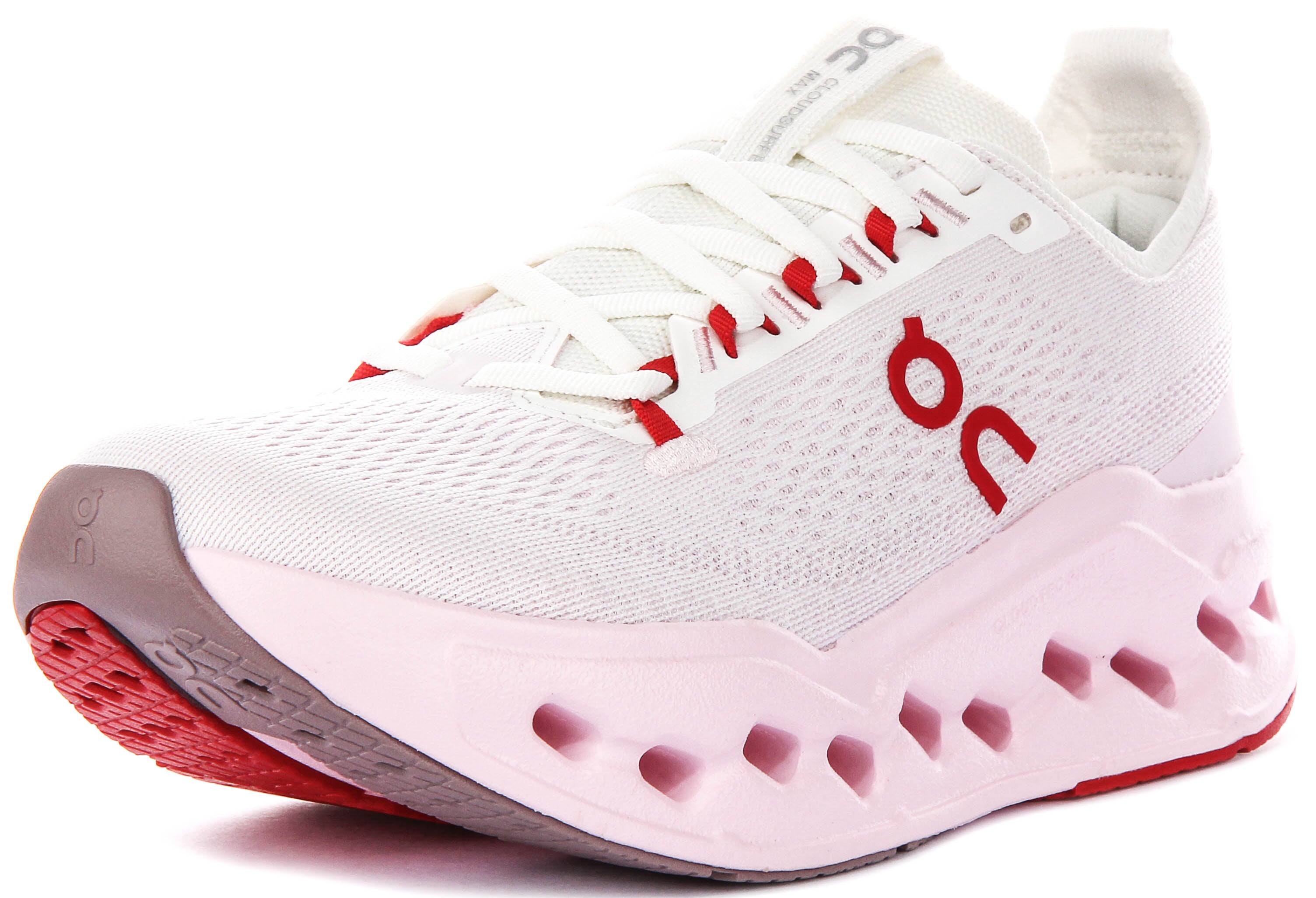 On Running Cloudsurfer Max In White Pink For Women
