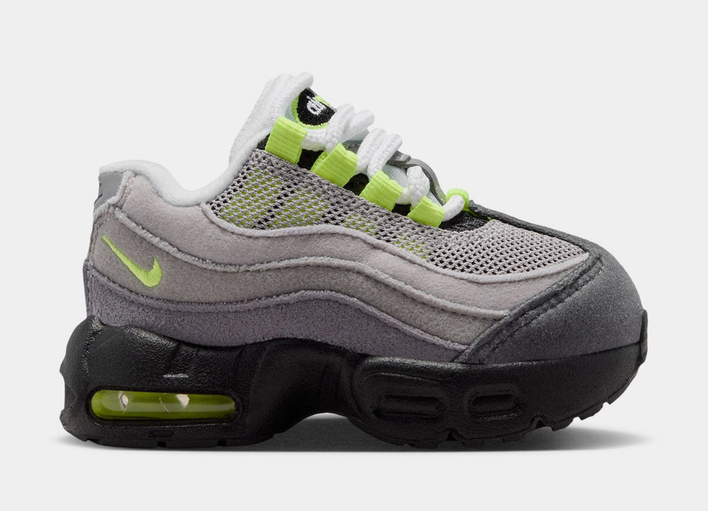 Little Max 95 Big Bubble Neon Infant Toddler Running Shoes (Black/Neon Yellow/Anthracite/Light Graphite)