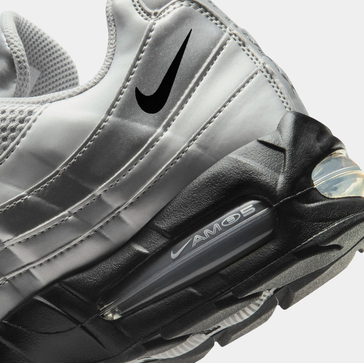 Air Max 95 Big Bubble Mens Running Shoes (Metallic Silver/Black/Black)