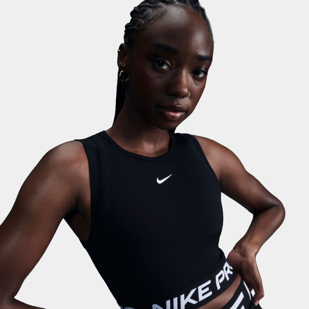 Pro Dri Fit 365 Cropped Womens Tank Top (Black/White)