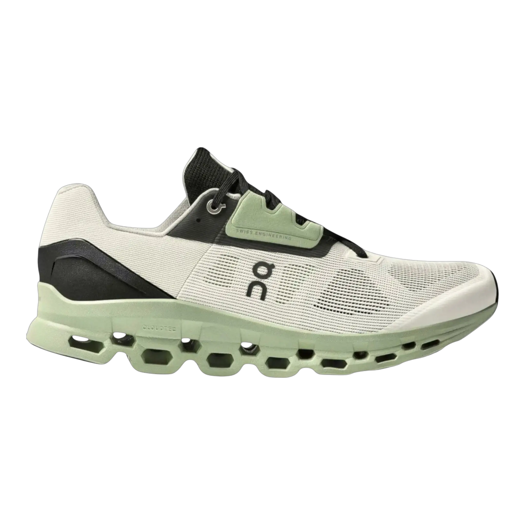 On Cloudstratus Running Sneaker in White Black Green | Men