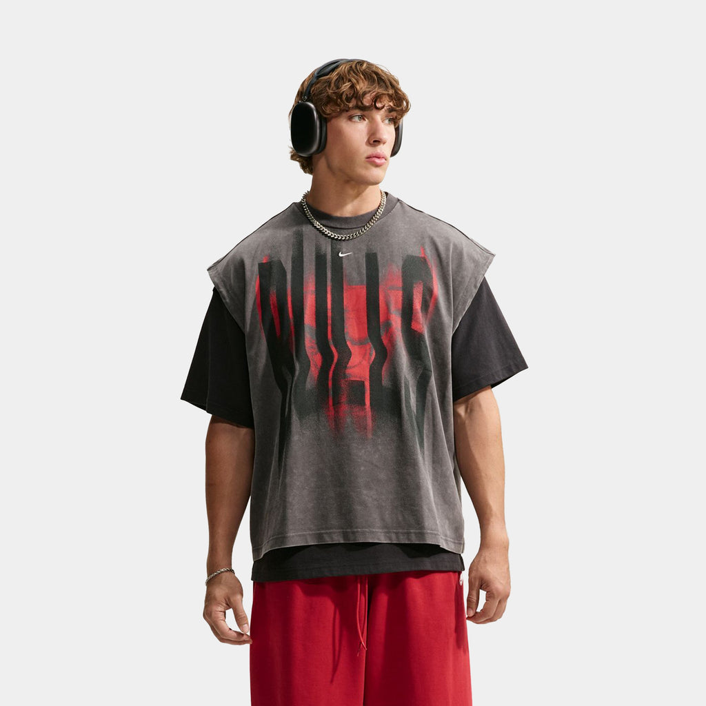 Chicago Bulls Standard Issue Sleeveless Mens Short Sleeve Shirt (Iron Grey/White)