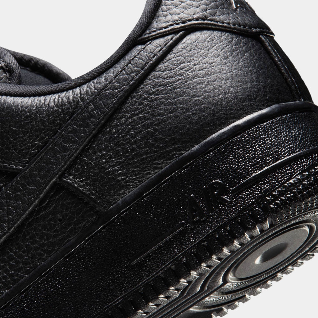 Air Force 1 Low Retro Black Leather Mens Lifestyle Shoes (Black)