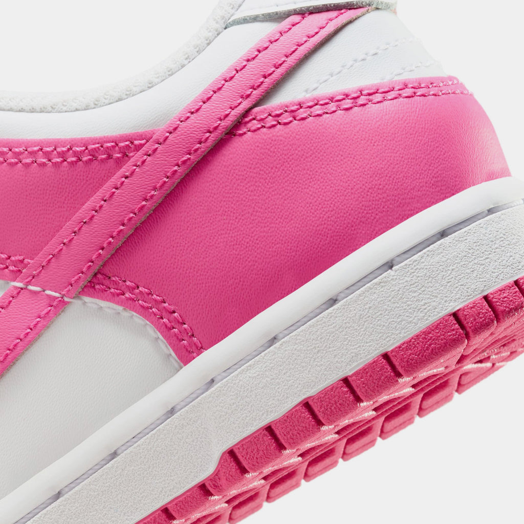Dunk Low Preschool Lifestyle Shoes (White/Laser Fuchsia)