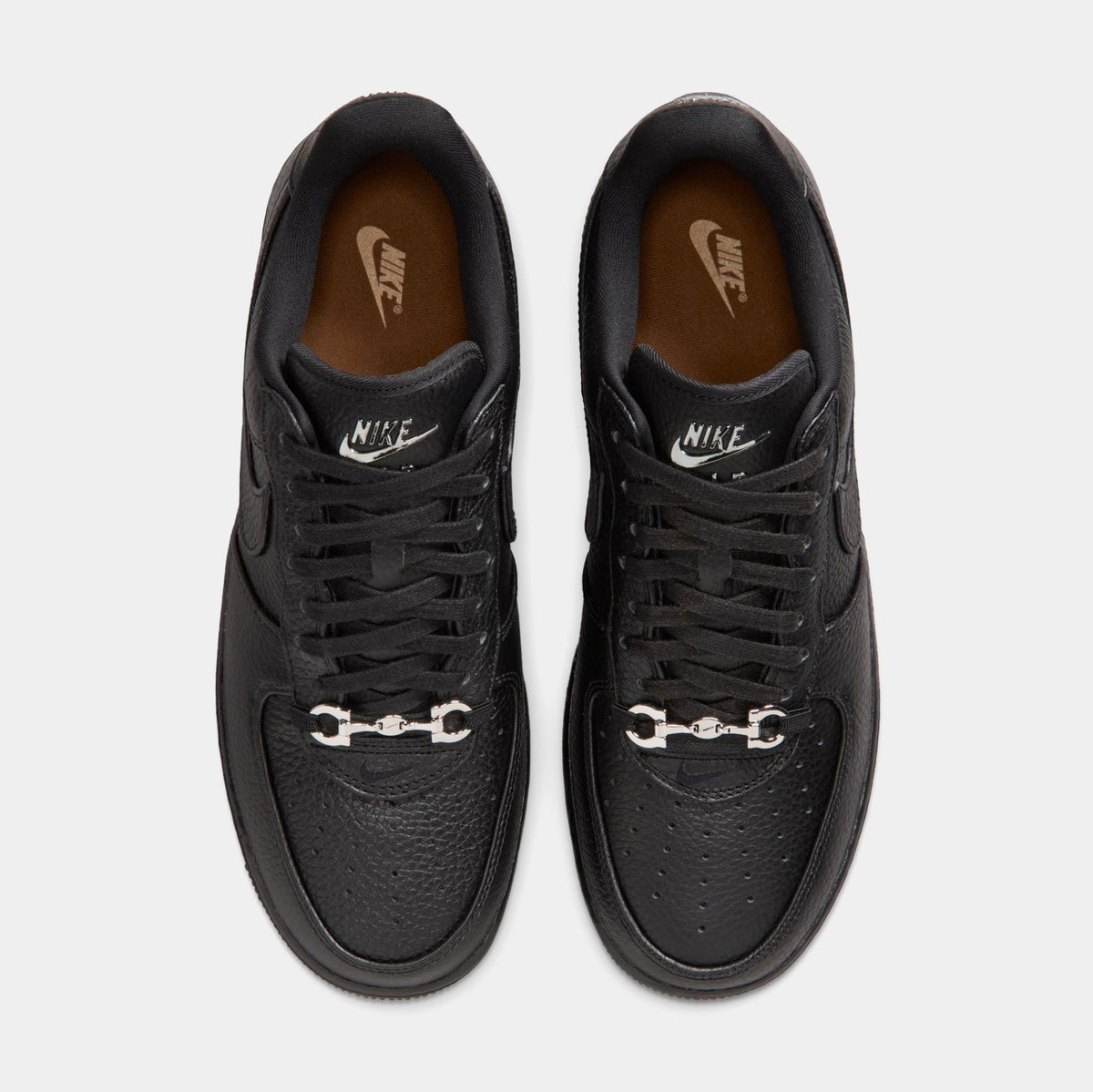 Air Force 1 Low Retro Black Leather Mens Lifestyle Shoes (Black)