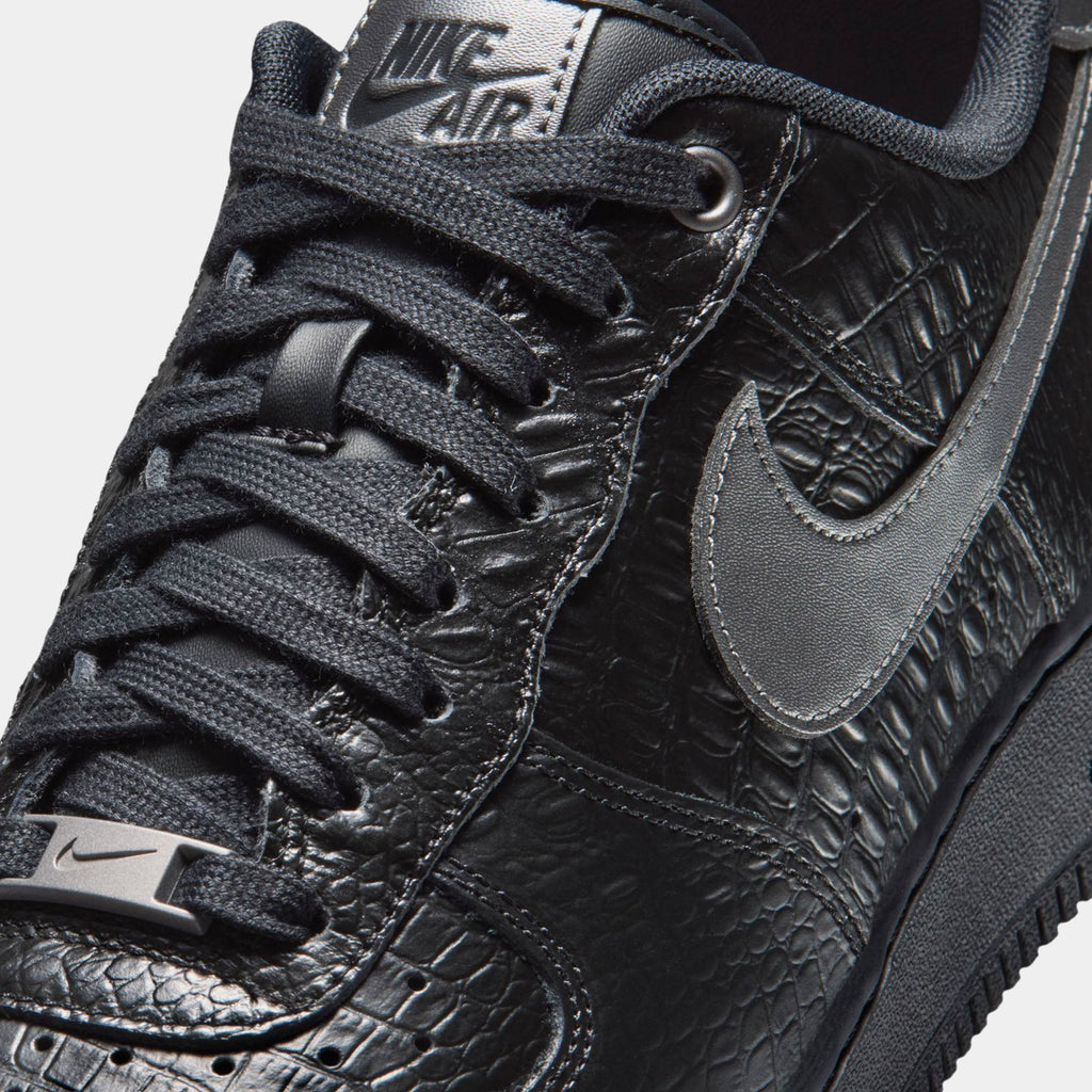 Air Force 1 Low Triple Black Croc Mens Lifestyle Shoes (Black/Metallic Dark Grey)