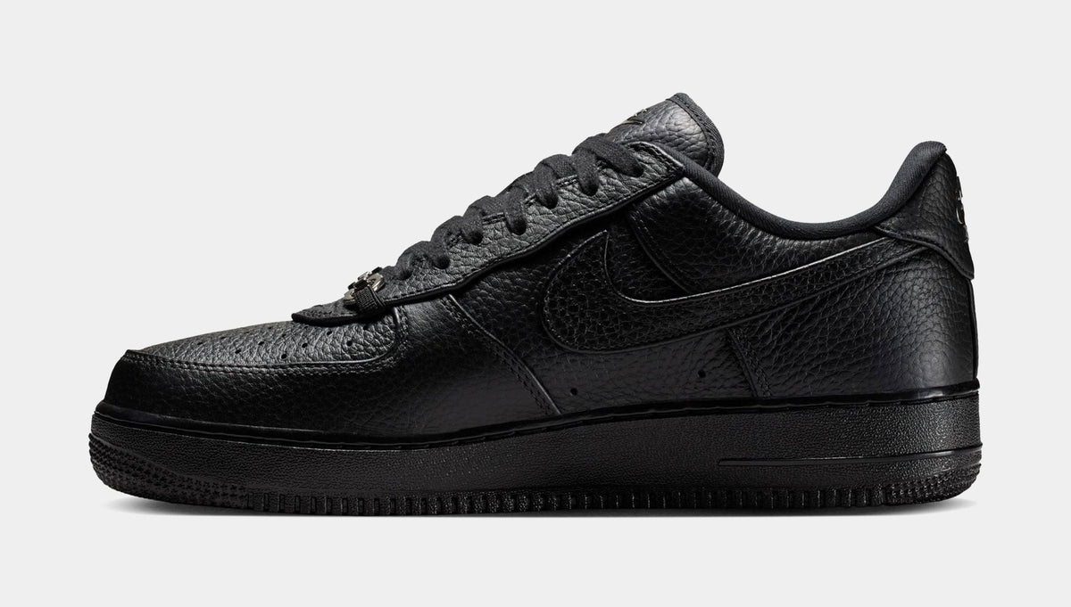 Air Force 1 Low Retro Black Leather Mens Lifestyle Shoes (Black)