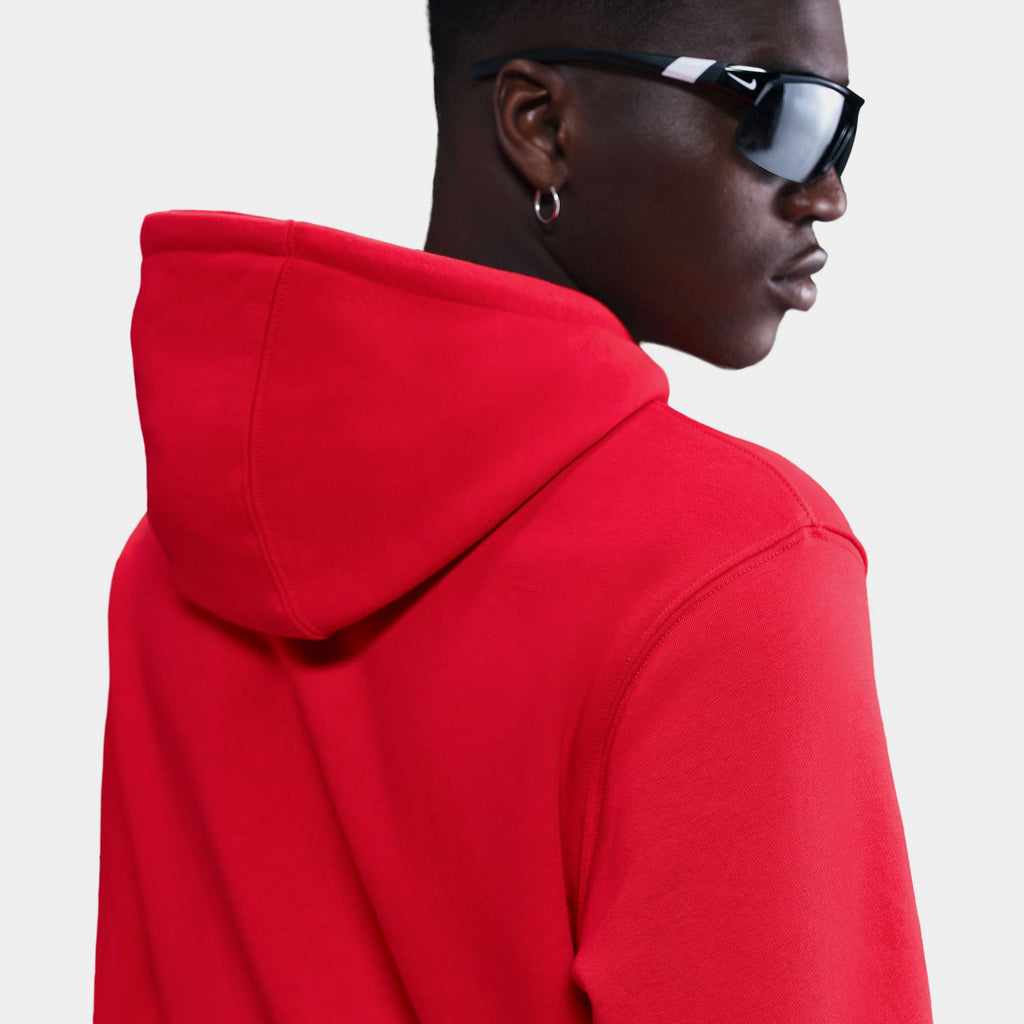 Club Pullover Fleece Mens Hoodie (University Red/University Red/White)