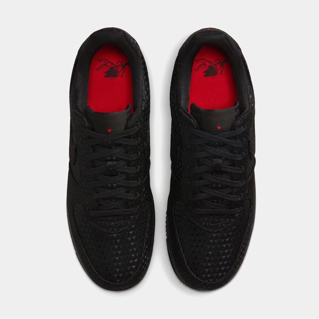 Air Force 1 Low SE Valentines Day Triple Black Mens Lifestyle Shoes (Black/Black/University Red)