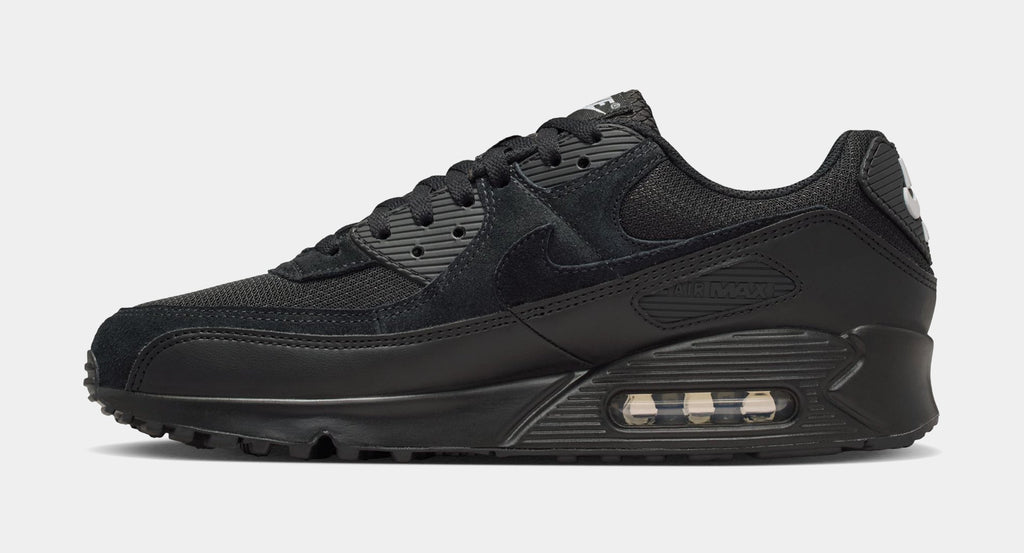 Air Max 90 Mens Running Shoes (Black/Black/Light Smoke Grey)