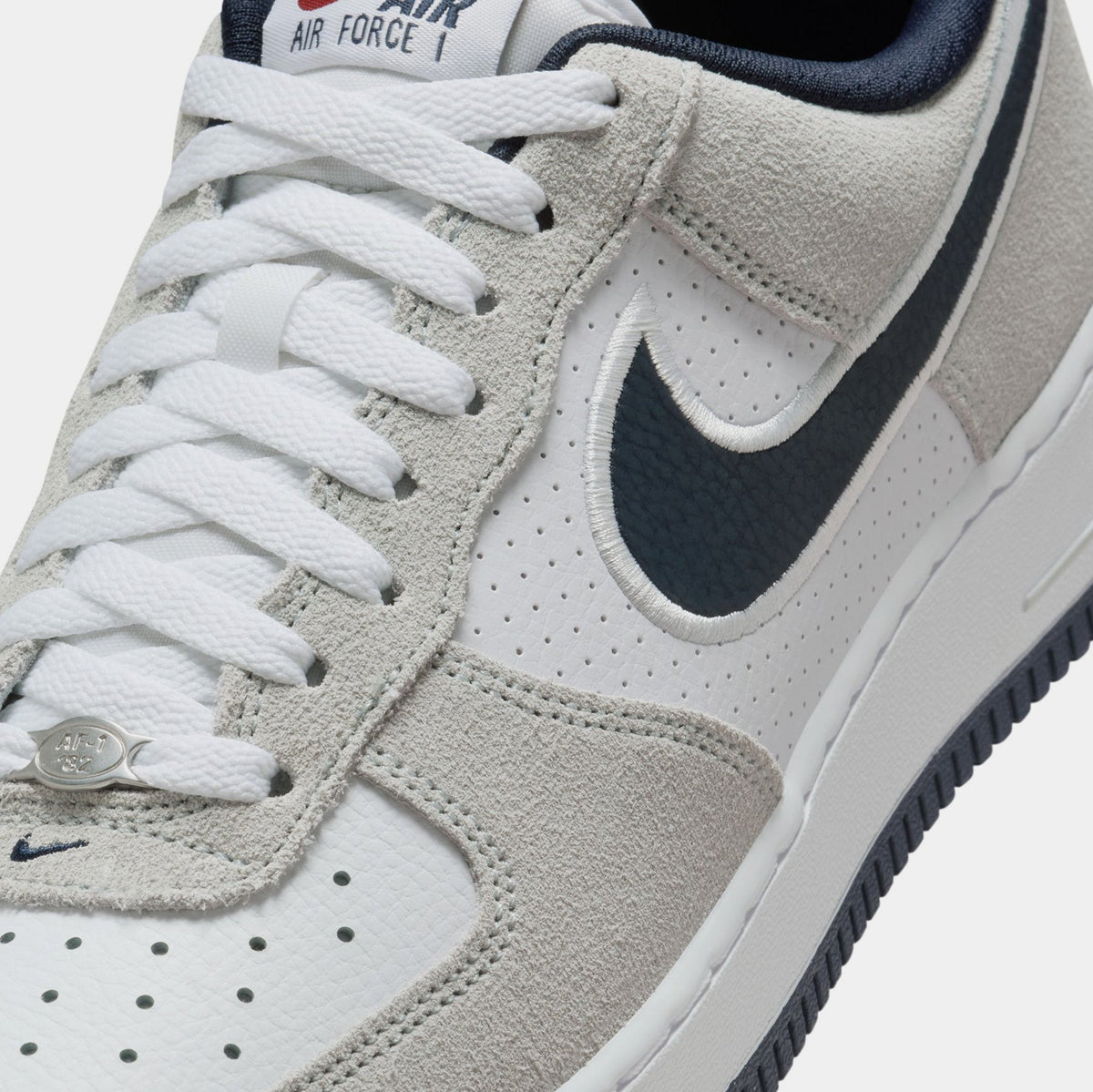 Air Force 1'07 Mens Lifestyle Shoes (White/Obsidian/Pure Platinum/Team Red)