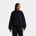 Studio Fleece Medium Weight Oversized Pullover Womens Hoodie (Total Black/Sail)
