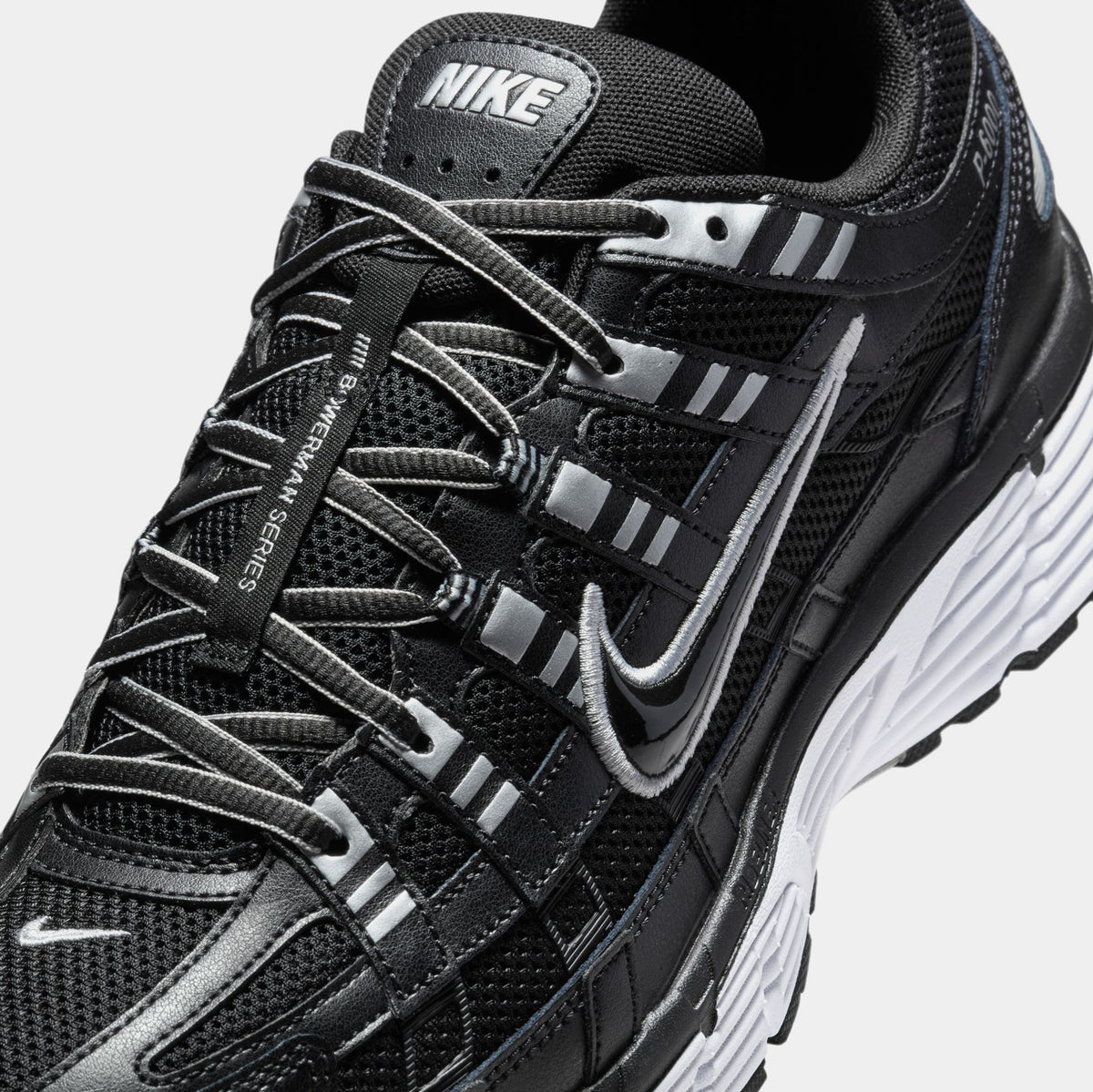 P-6000 Mens Running Shoes (Black/White/Metallic Silver)
